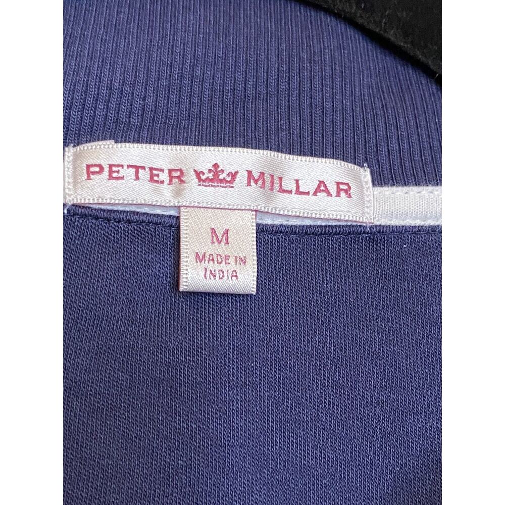 Vintage Peter Millar Women's Medium Long Sleeve Shirt Cotton Blue Polo Henley - Picture 6 of 7